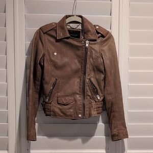 Marc New York Brown Leather Moto Jacket